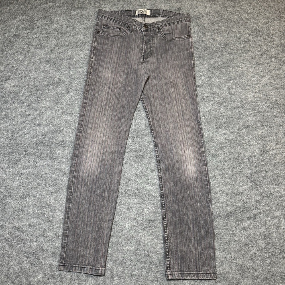 Naked & Famous Jeans‎ Men 29x29 Black Striped Denim Pants Weird Guy Stretch